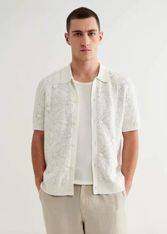 Tellaro SS Shirt Flower Jacquard made by Wax London