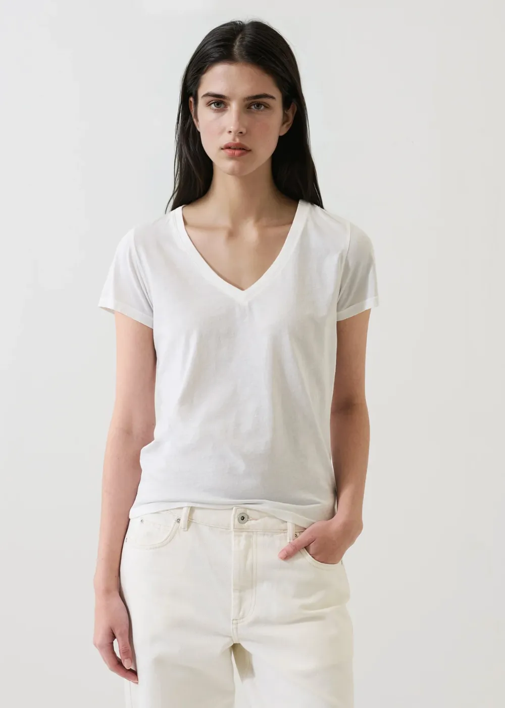 Classic Reverse Spray Pima V-Neck T-Shirt sold by Danali