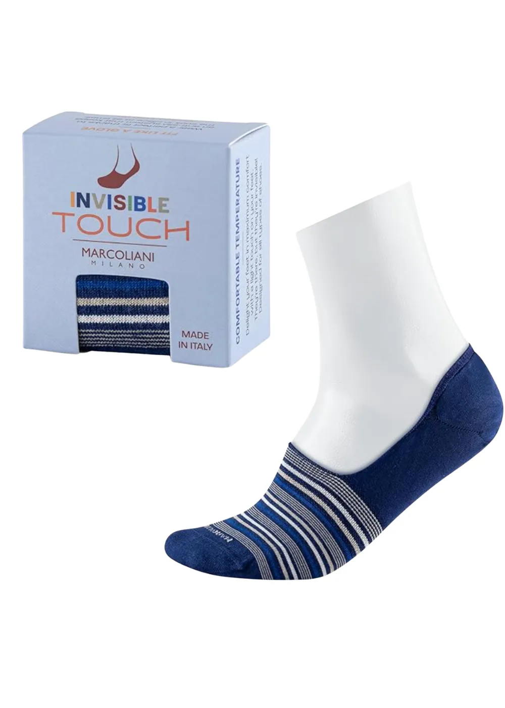 Pima Cotton Invisible Touch Torino Stripe Sneaker Socks sold by Danali