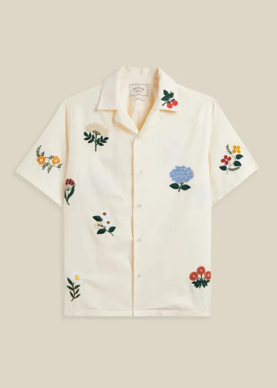 Embroidery Flowers Shirt made by Portuguese Flannel