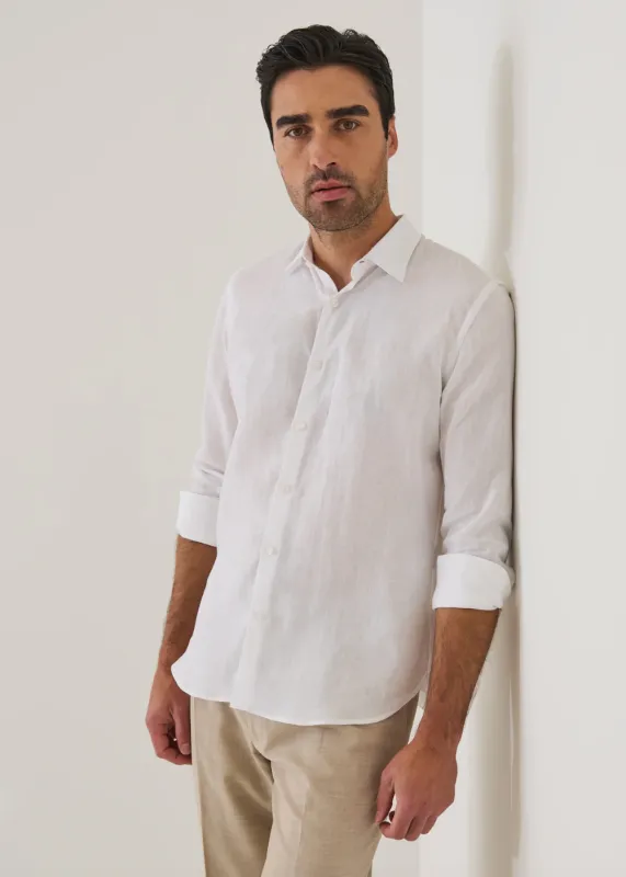 Linen Chambray Point Collar Sport Shirt made by Patrick Assaraf