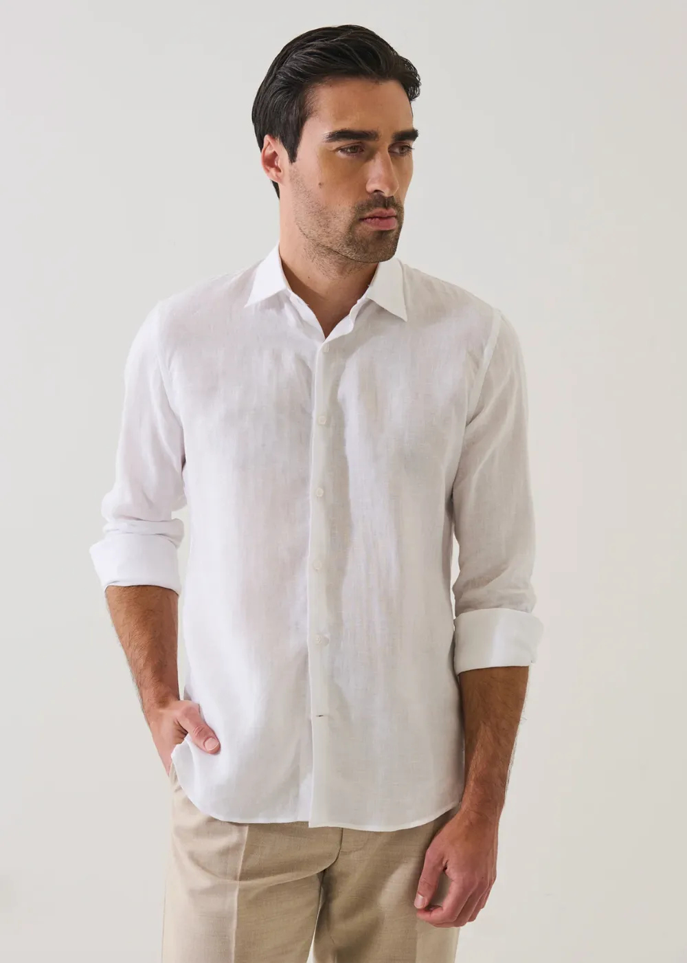 Linen Chambray Point Collar Sport Shirt sold by Danali product image thumbnail 4