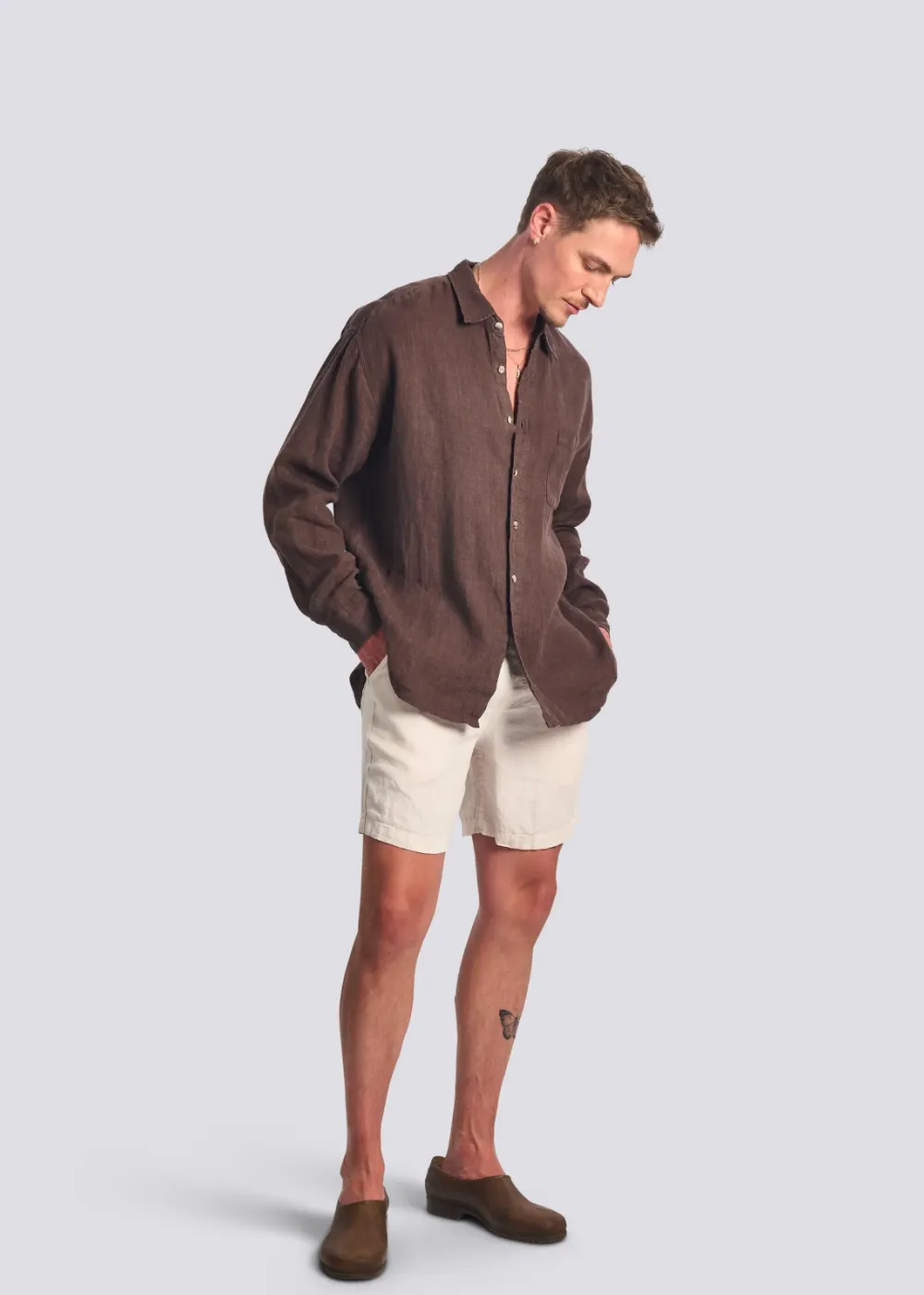 Espresso Linen Leisure Shirt sold by Danali