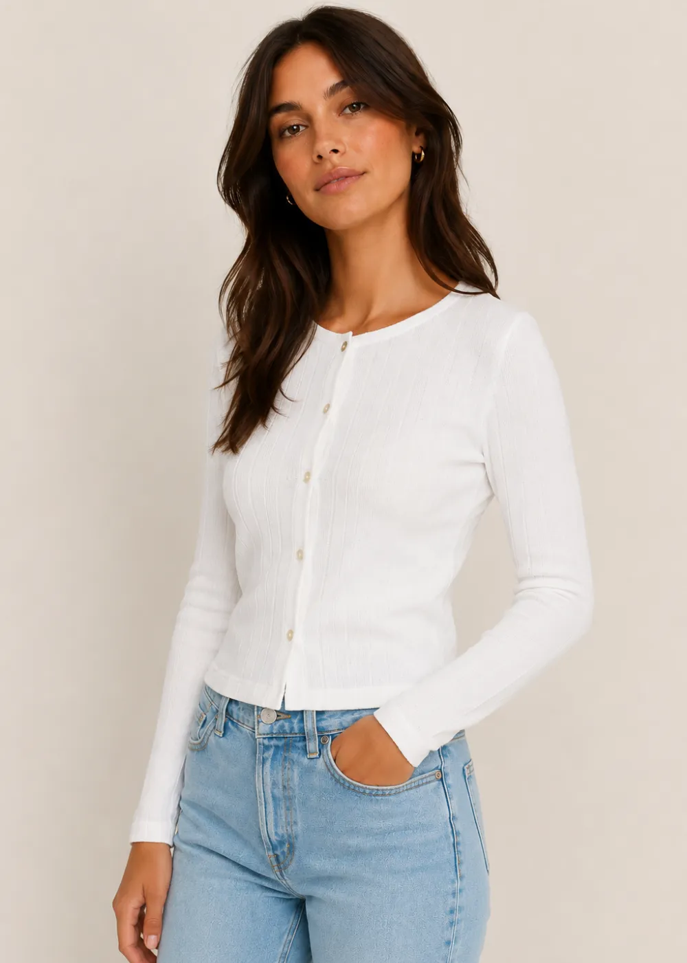 Compact Pointelle Rib Jersey Top sold by Danali product image thumbnail 2