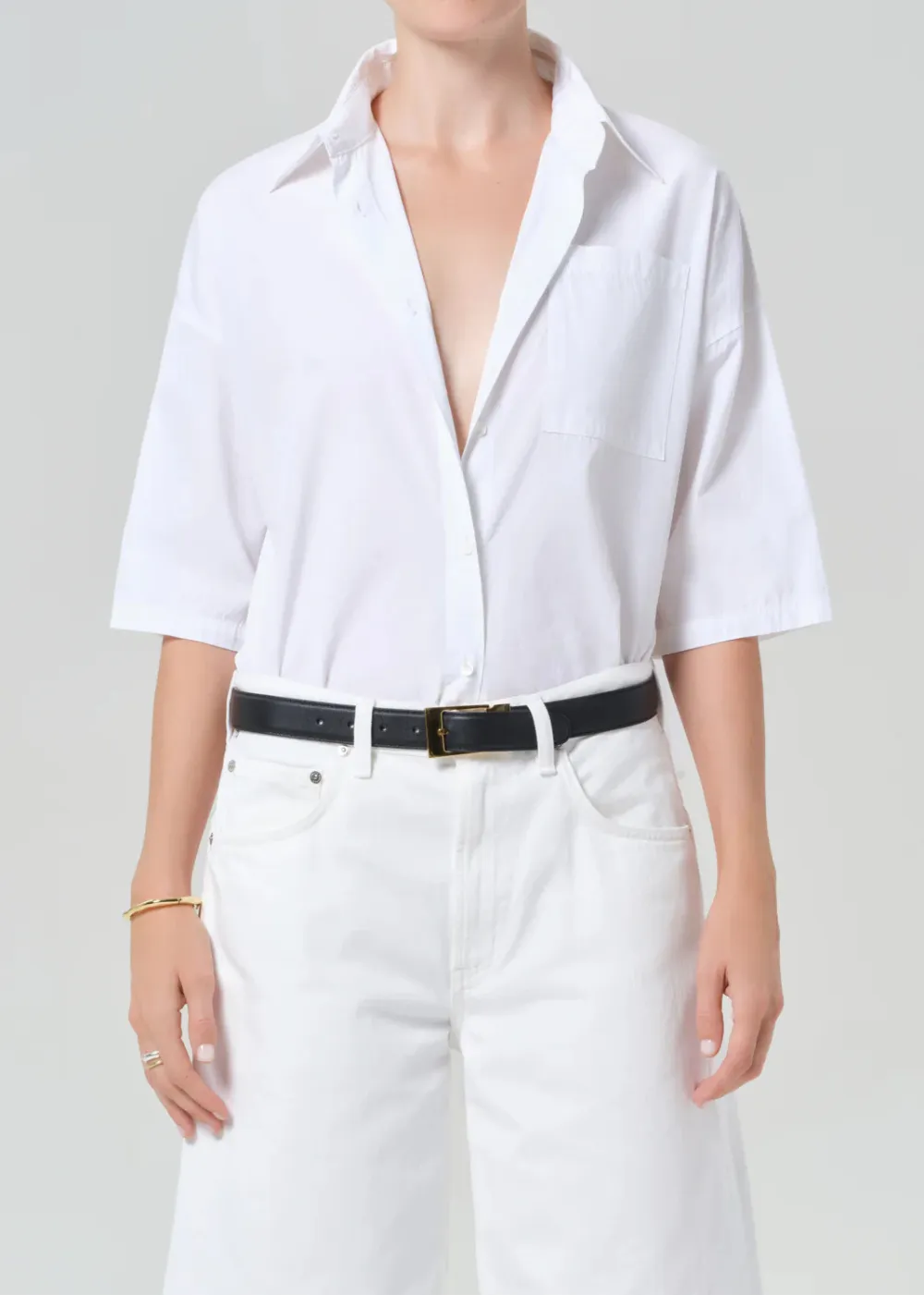 Frances Cropped Cape Button Up Top sold by Danali