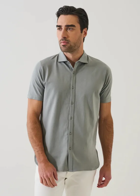 Pima Cotton Stretch Button Front SS Shirt made by Patrick Assaraf