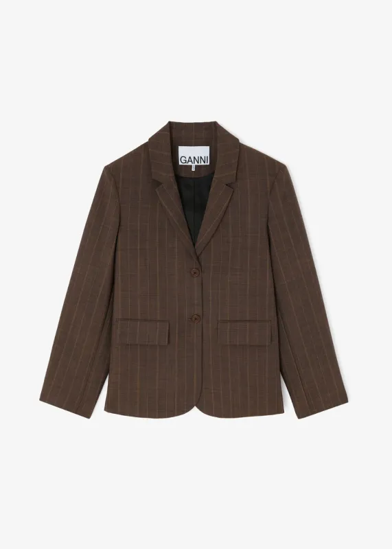 Light Wool Melange Stripe Blazer made by Ganni