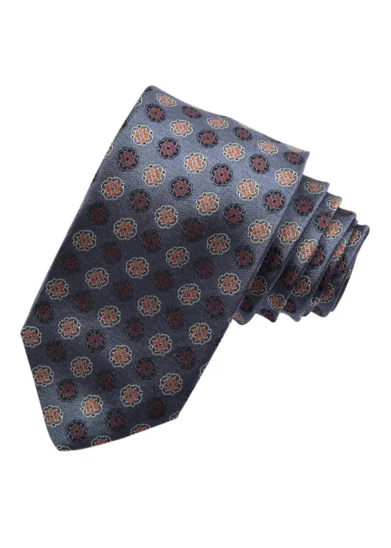 Italian Silk Jacquard Floral Medalion Tie made by Danali