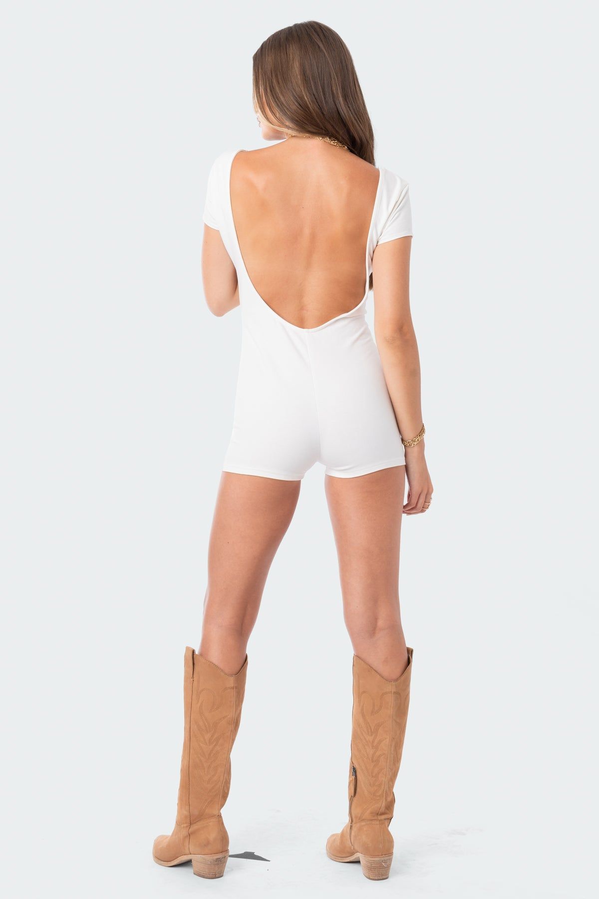 Annika Scoop Neck Ribbed Romper sold by Edikted product image thumbnail 5