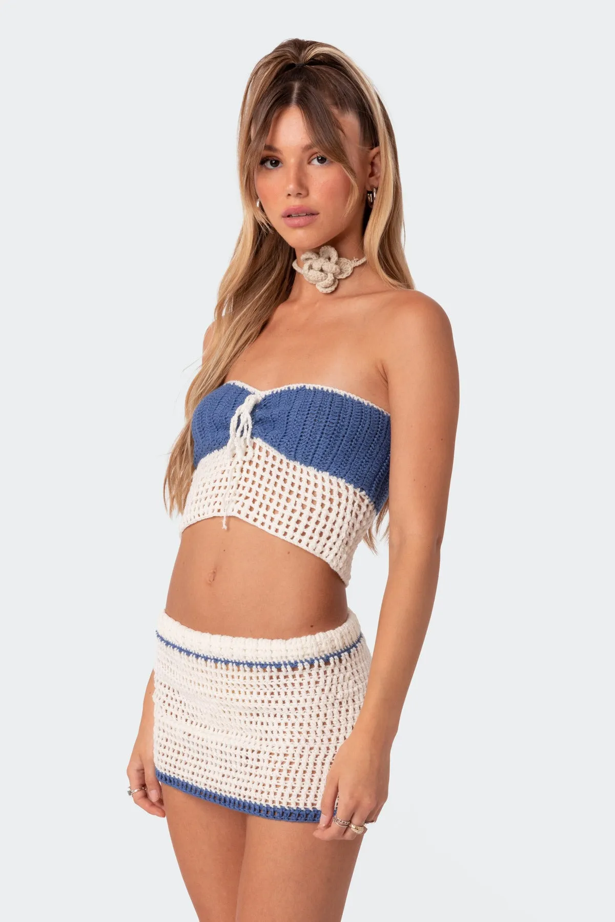 Cabana Contrast Crochet Crop Top sold by Edikted product image thumbnail 3