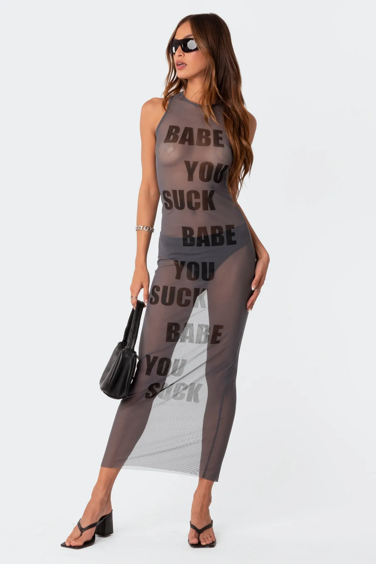 Babe Sheer Mesh Maxi Dress sold by Edikted product image thumbnail 2