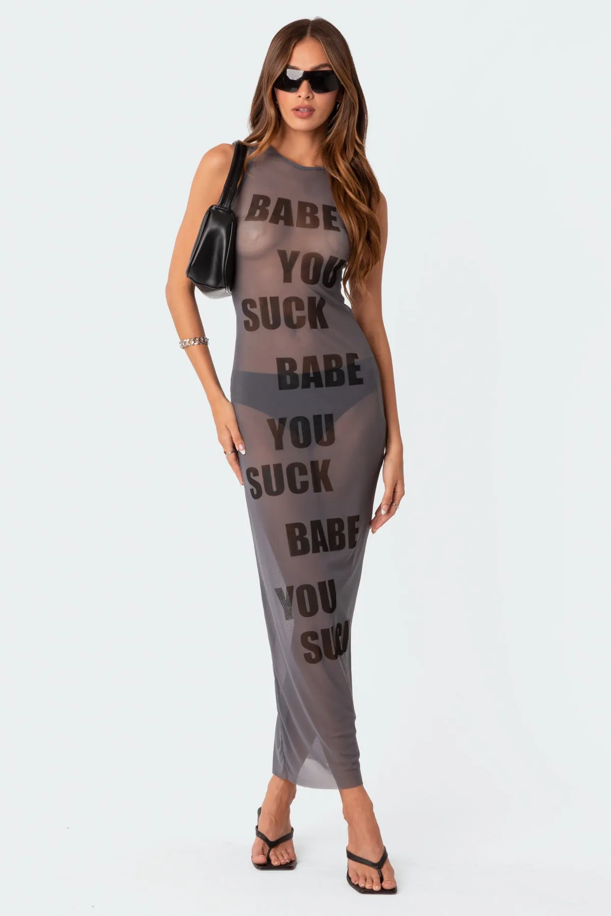 Babe Sheer Mesh Maxi Dress sold by Edikted product image thumbnail 5