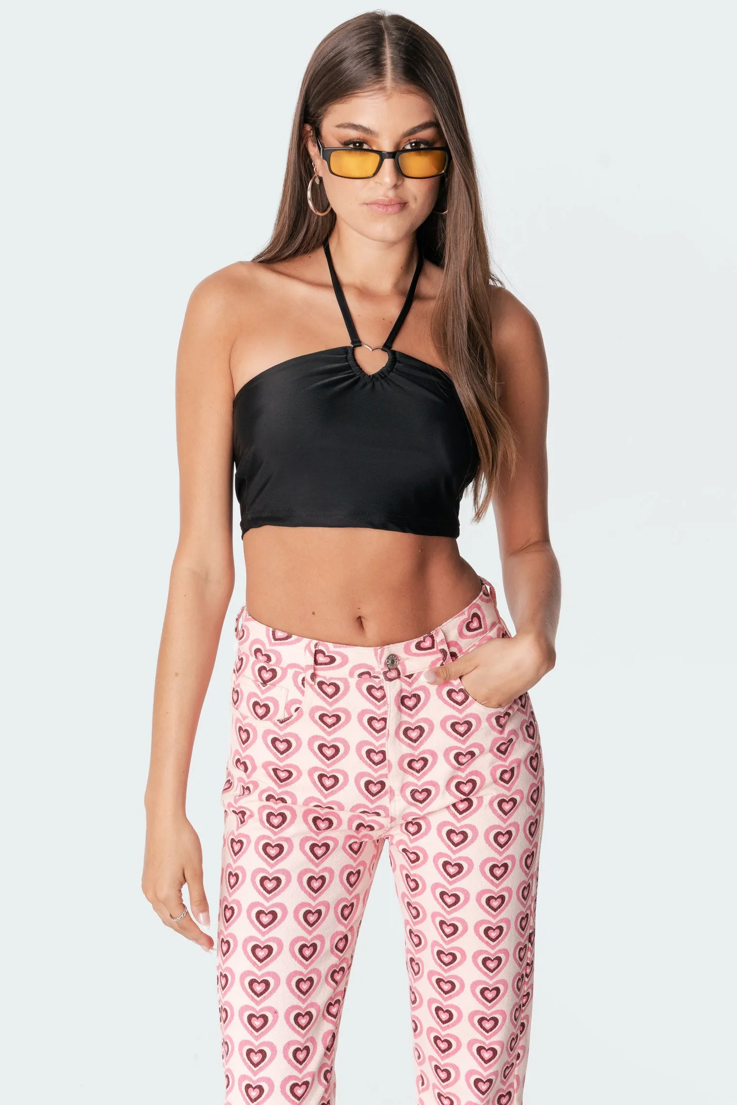 Sianna Heart Halter Crop Top sold by Edikted