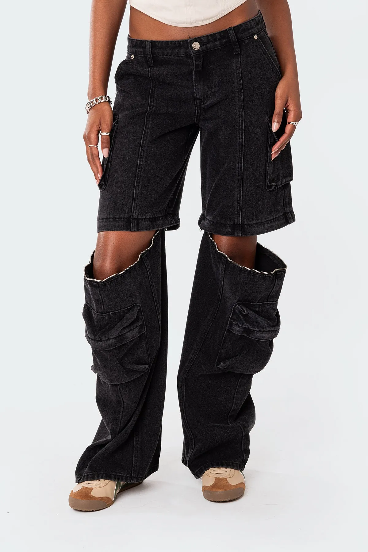 Convertible Two Piece Denim Cargo Pants sold by Edikted product image thumbnail 3