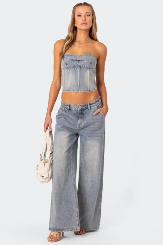 Myla Washed Wide Leg Jeans sold by Edikted