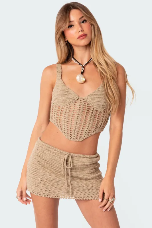 Baeside Crochet Lace Up Top sold by Edikted