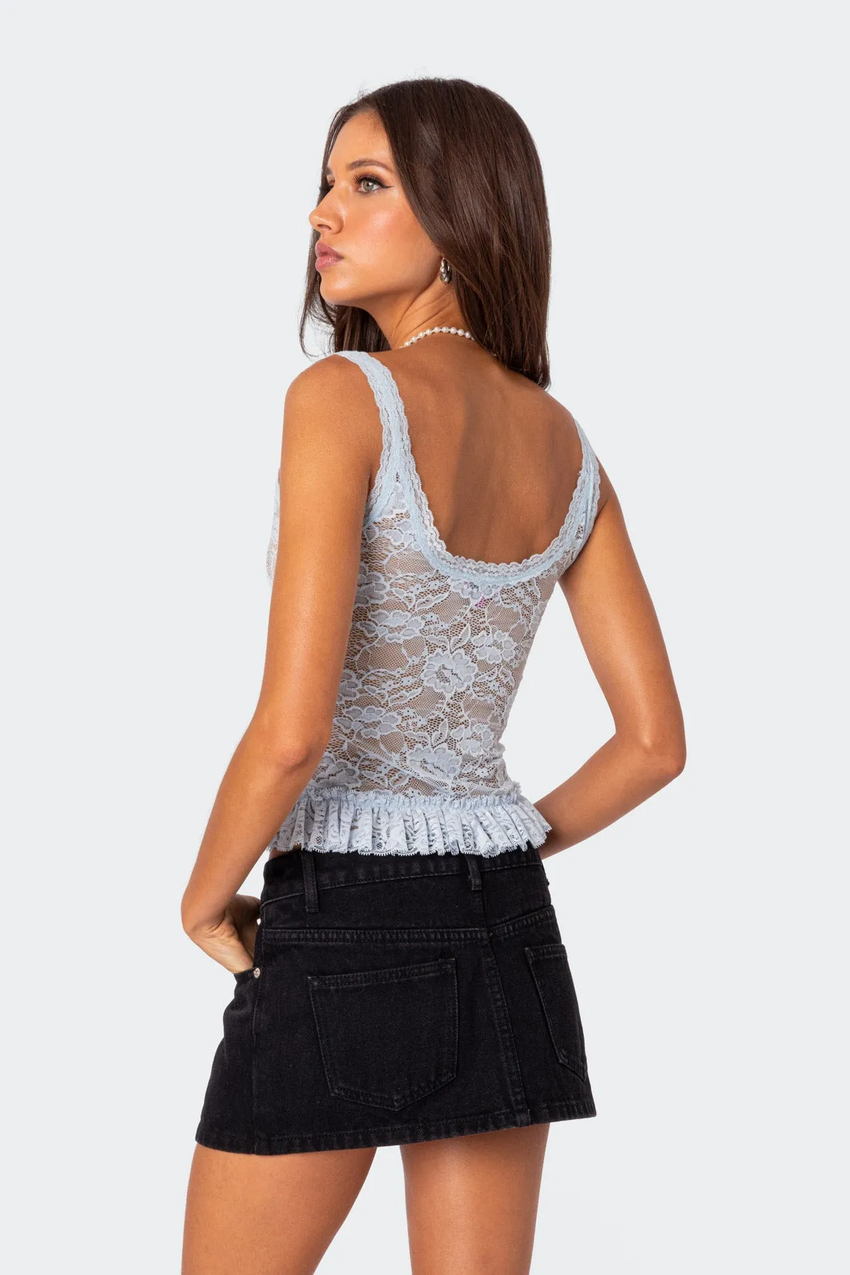 Kerry Sheer Lace Tank Top sold by Edikted product image thumbnail 5