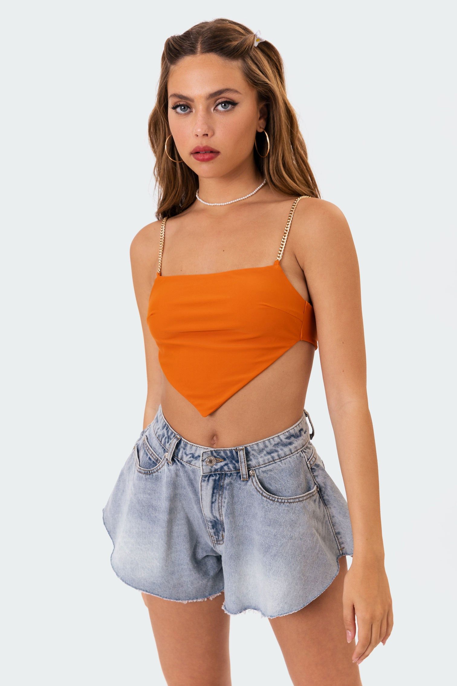 Chain Open Back Crop Top sold by Edikted