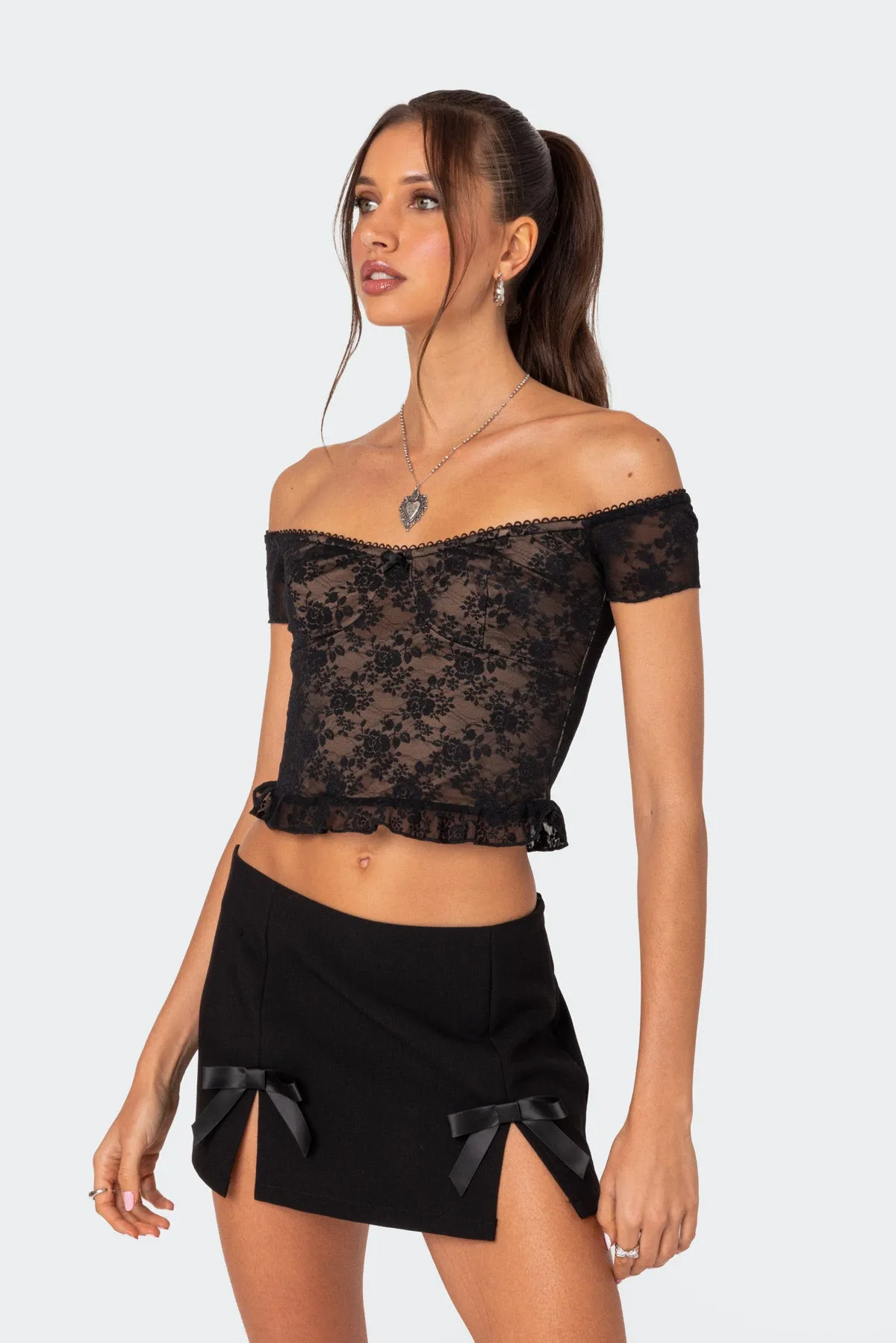 Addie Off Shoulder Lace Top sold by Edikted product image thumbnail 3