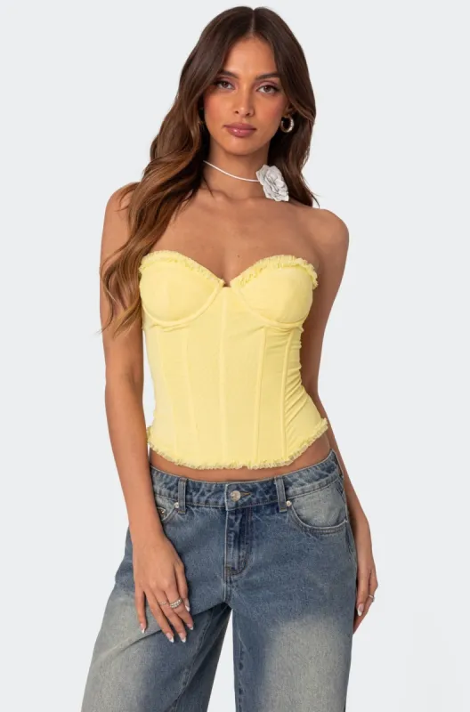 Deirdre Mesh Lace Up Corset sold by Edikted
