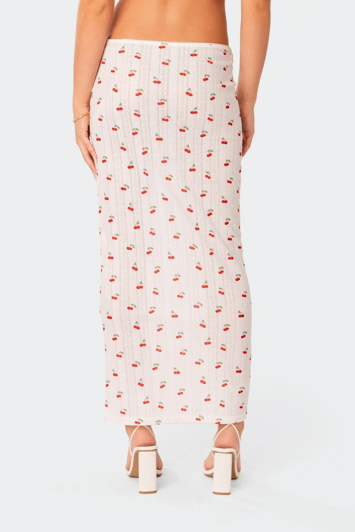 Cherry Low Rise Pointelle Maxi Skirt sold by Edikted product image thumbnail 4