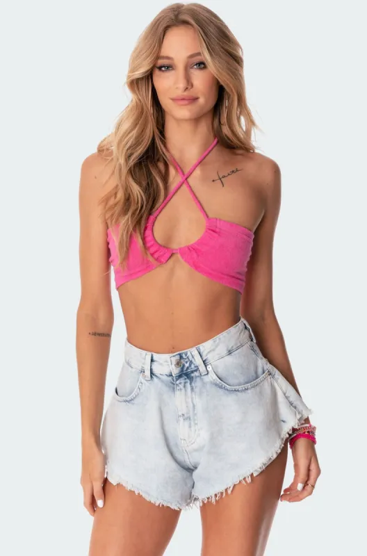 Tilly Terry Crop Top sold by Edikted