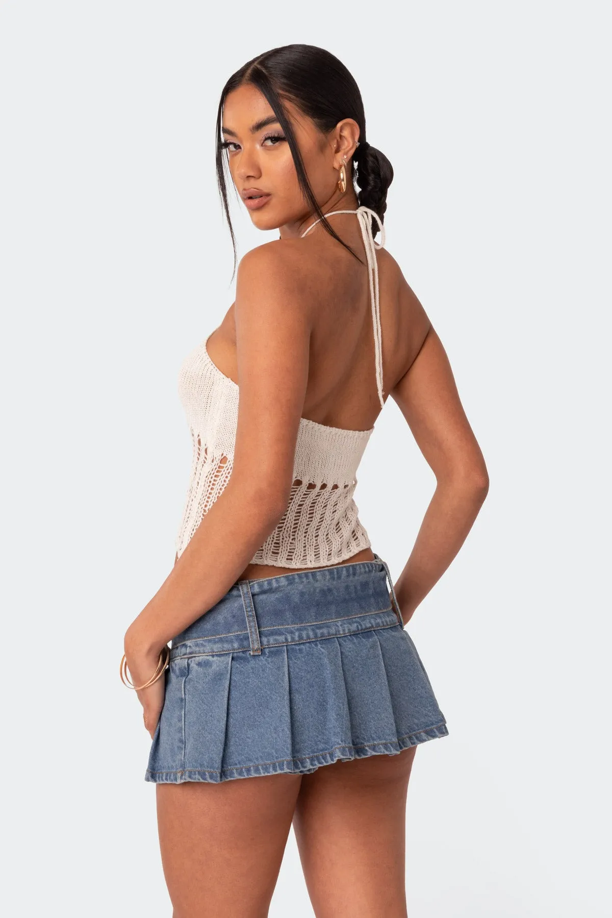 Crochet Halter Crop Top sold by Edikted product image thumbnail 5