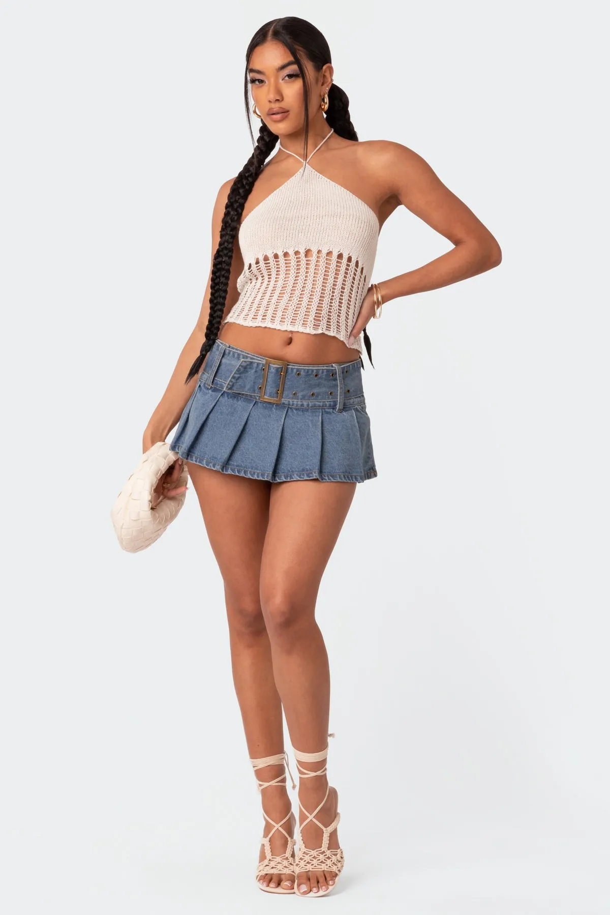Crochet Halter Crop Top sold by Edikted product image thumbnail 2