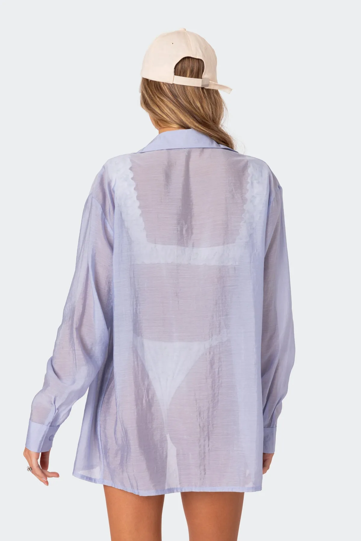 Bryce Oversized Sheer Button Up Shirt sold by Edikted product image thumbnail 5