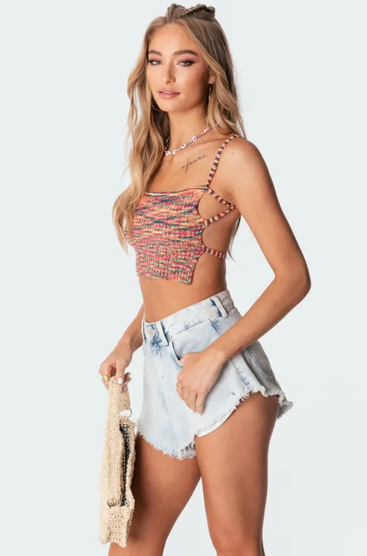 Selina Knitted Open-Back Top sold by Edikted