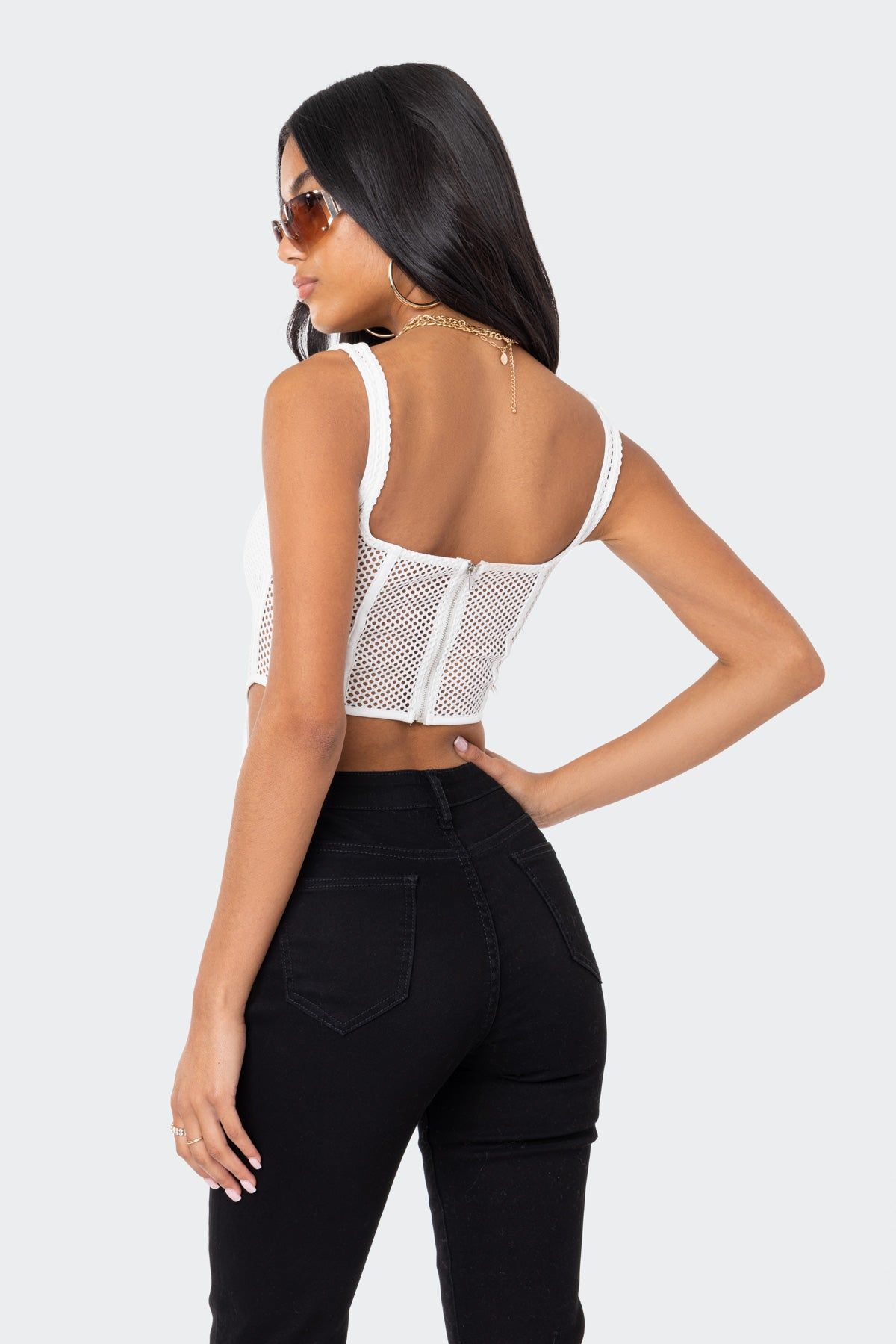 Trixi Fishnet Corset Top sold by Edikted product image thumbnail 5