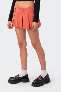 Washed Denim Pleated Micro Skort sold by Edikted