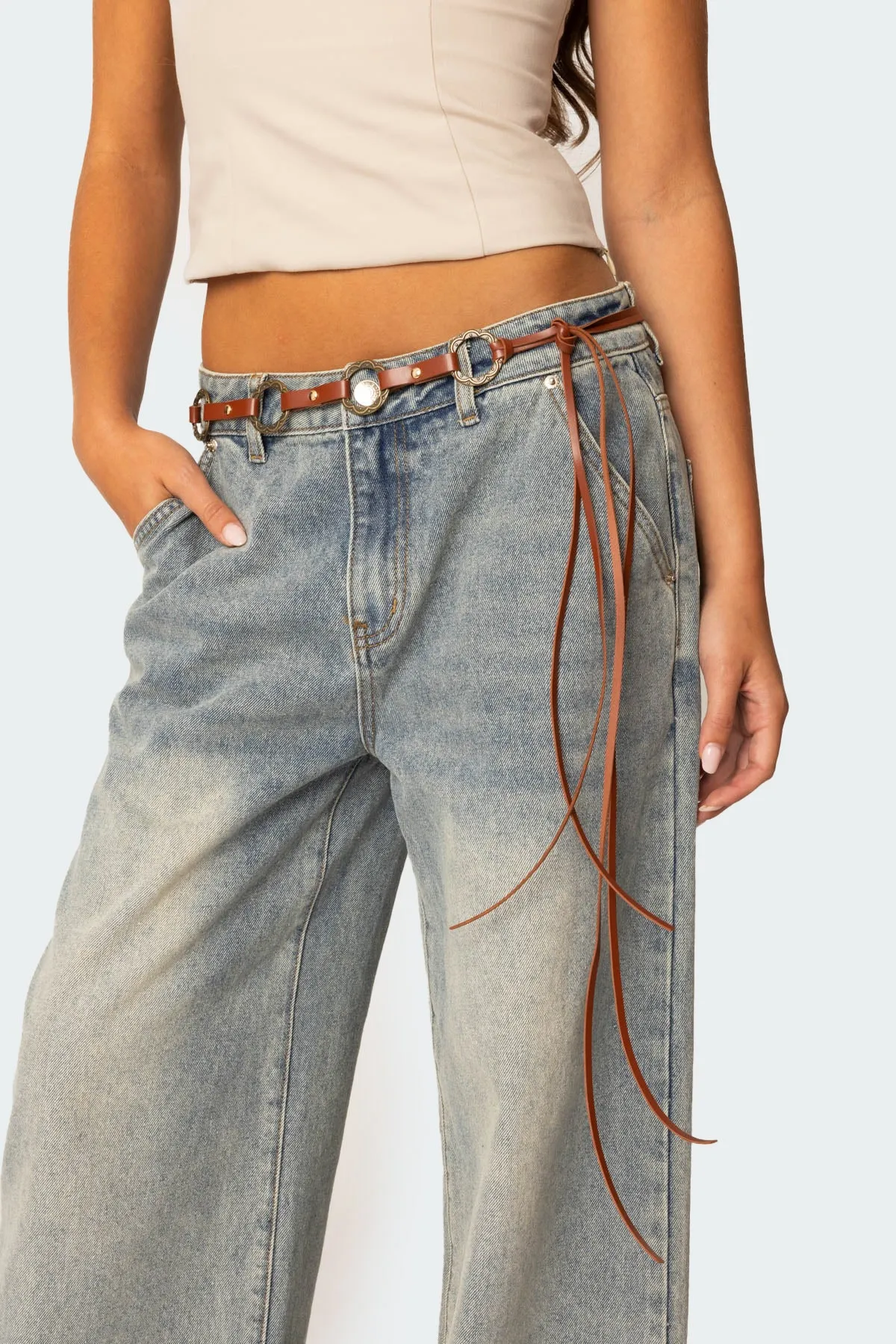 Faux Leather & Rings Belt sold by Edikted