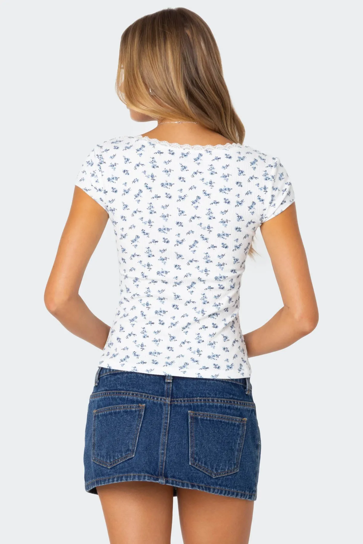 Orly Floral Ribbed Top sold by Edikted product image thumbnail 4