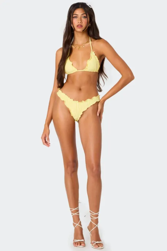 Golden Ruffle Edge Bikini Bottom made by Edikted