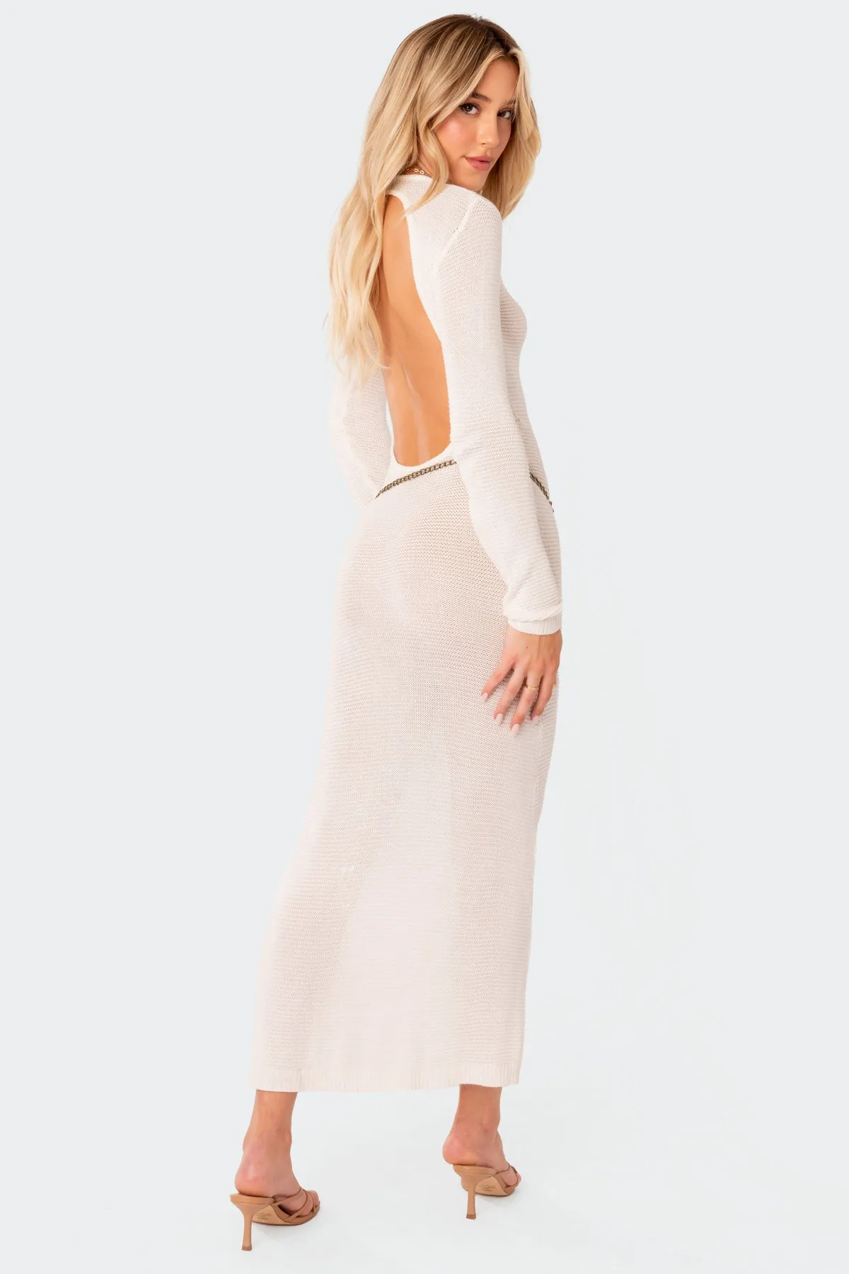 London Knitted Open Back Maxi Dress sold by Edikted