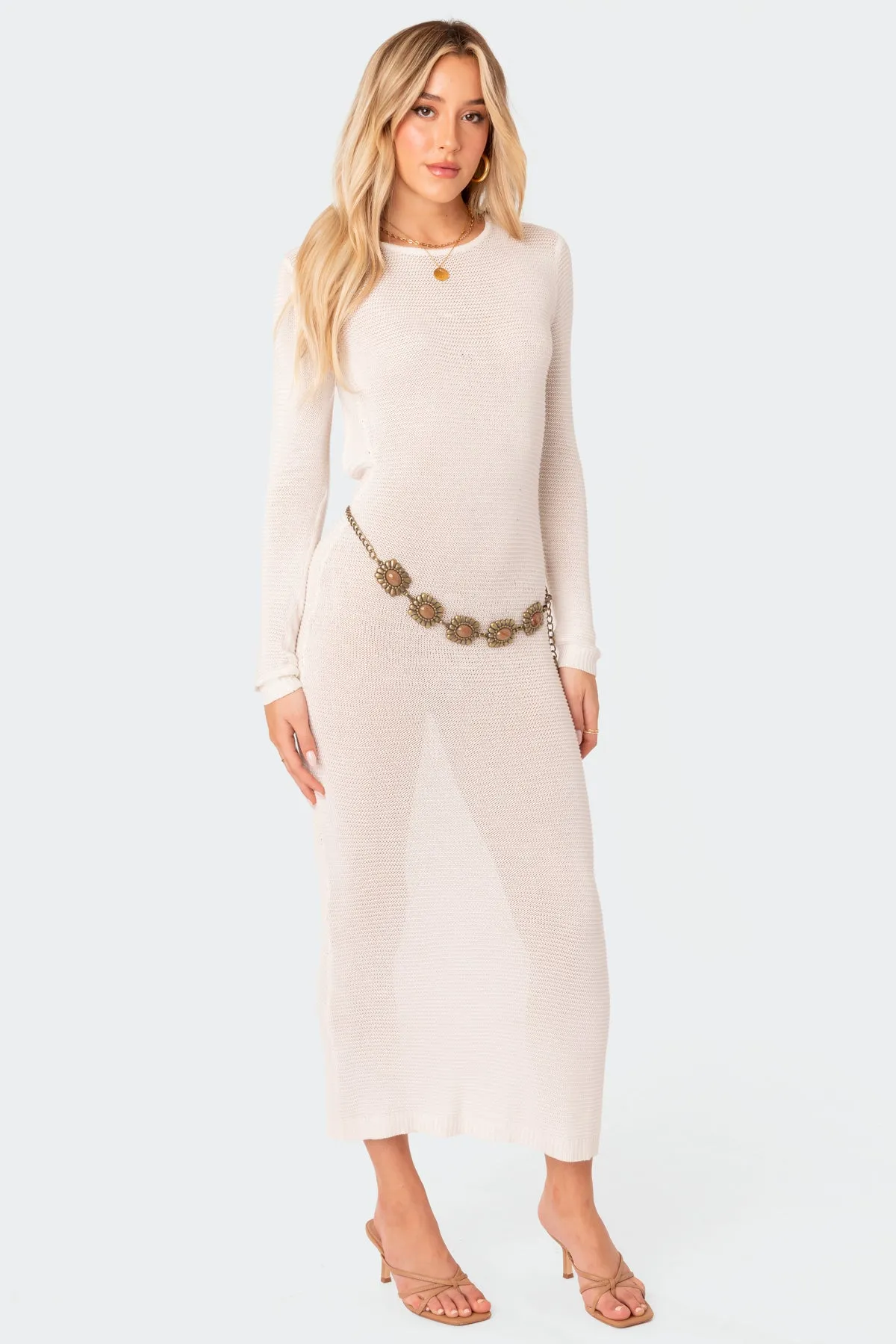 London Knitted Open Back Maxi Dress sold by Edikted product image thumbnail 4