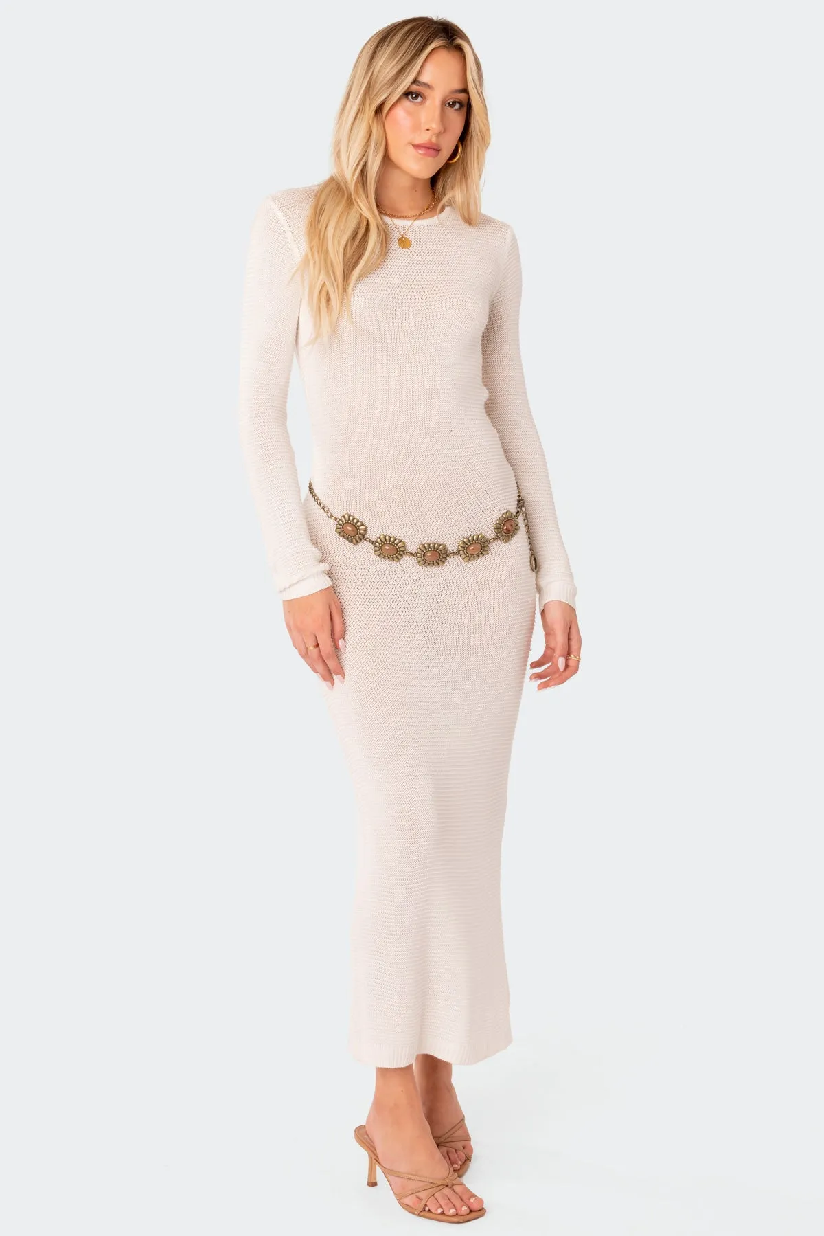 London Knitted Open Back Maxi Dress sold by Edikted product image thumbnail 2