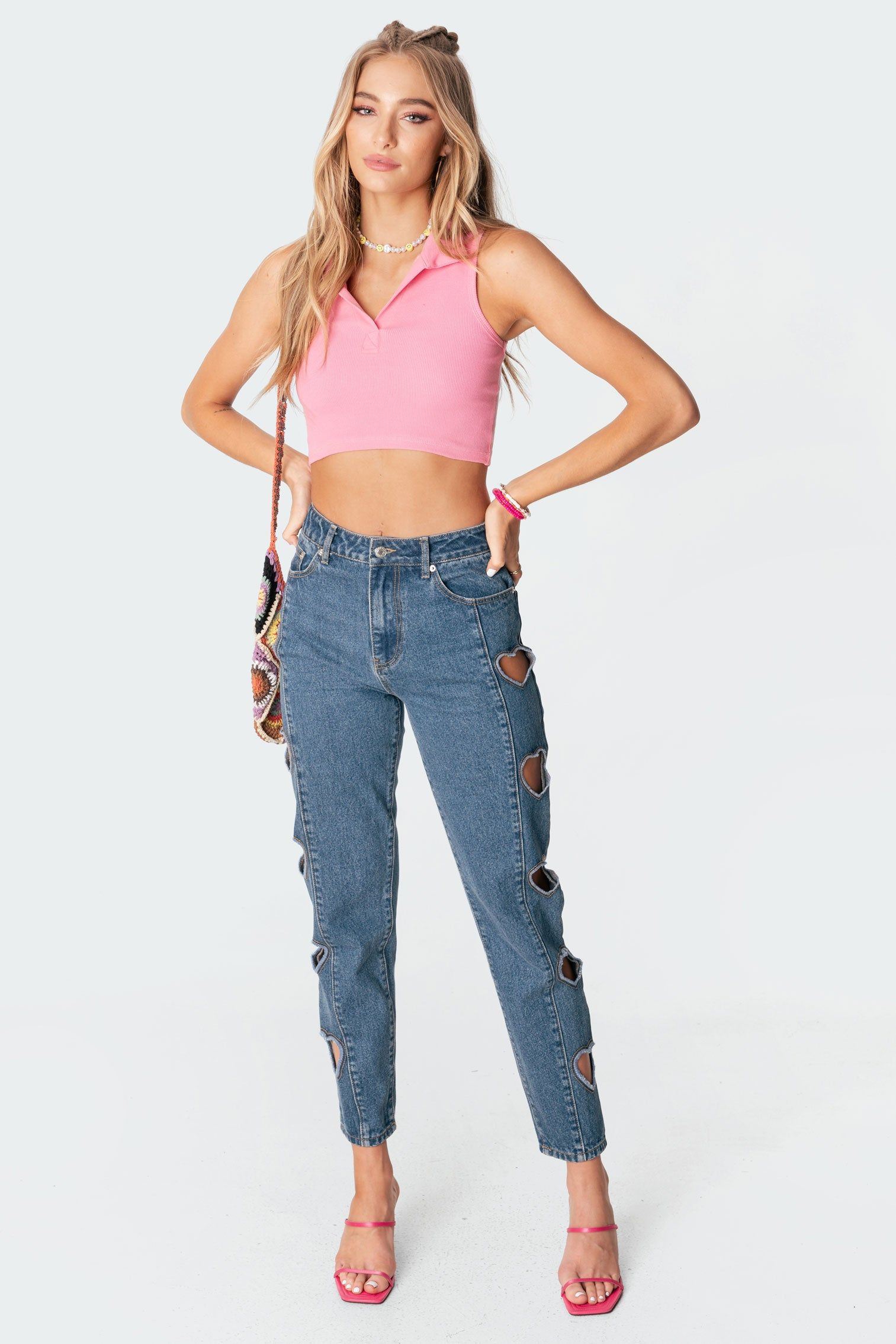 Riley Ribbed Collared Crop Top sold by Edikted product image thumbnail 2
