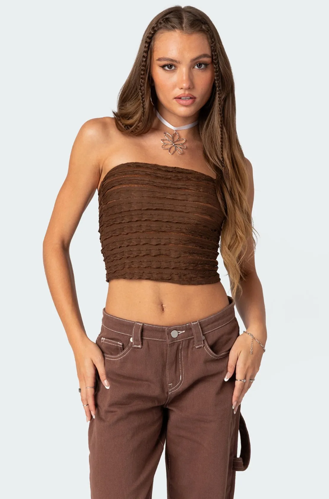 Alora Textured Knit Tube Top sold by Edikted