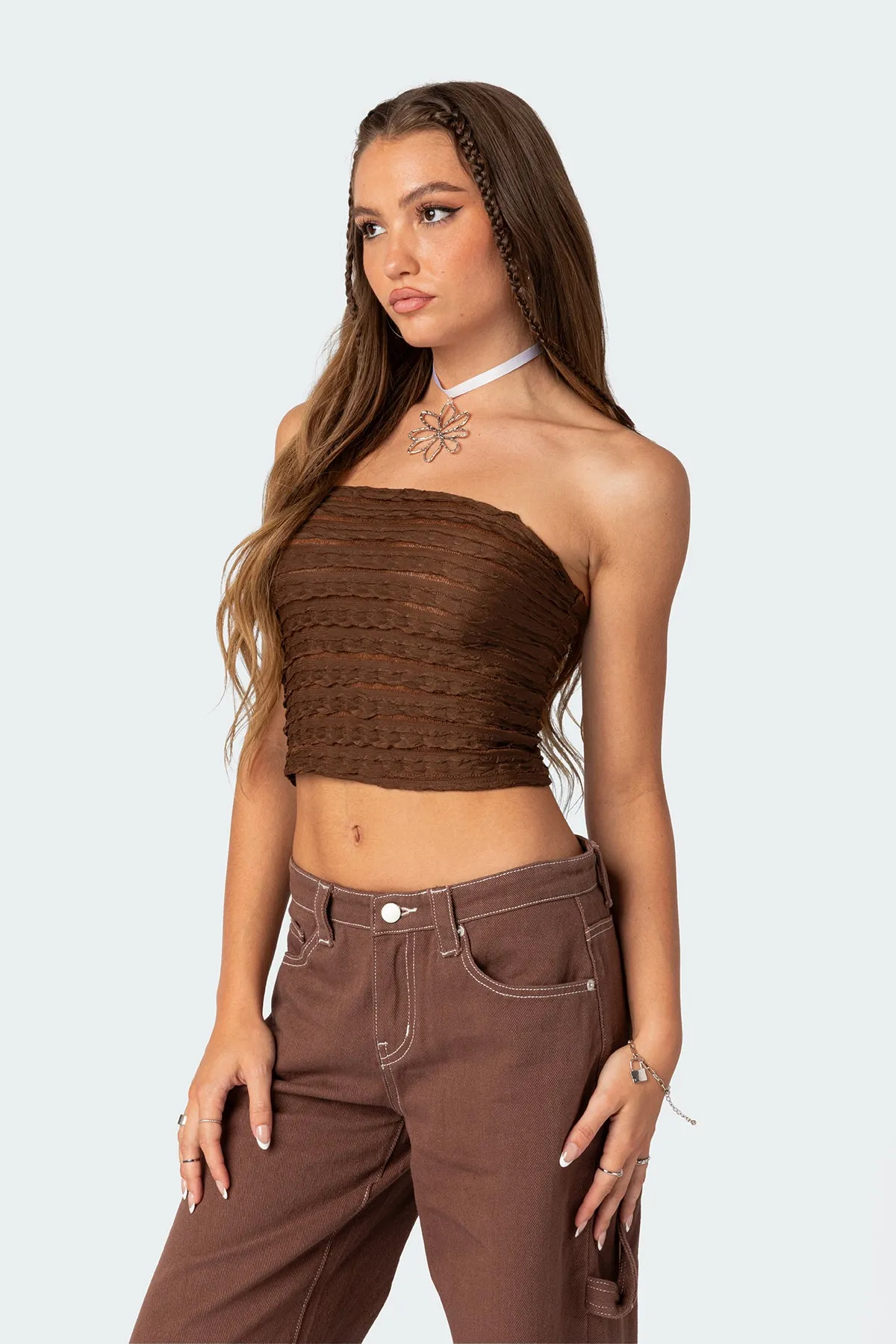 Alora Textured Knit Tube Top sold by Edikted product image thumbnail 3