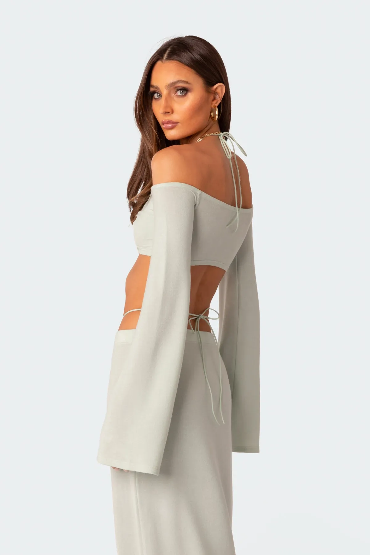 Celeste Off Shoulder Twist Crop Top sold by Edikted product image thumbnail 4