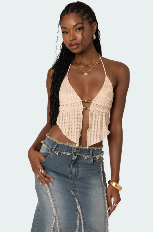 Anaya Textured Open Back Top sold by Edikted
