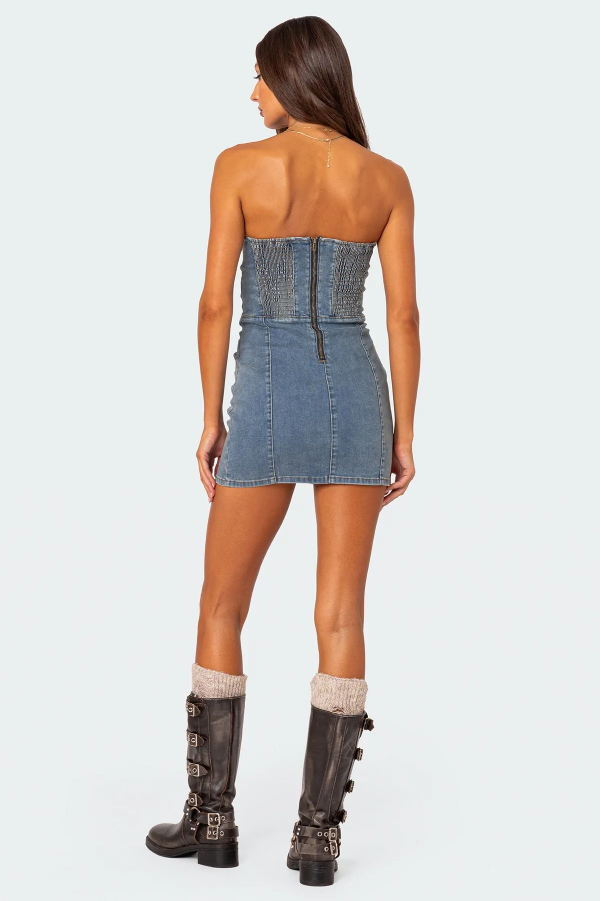 Alissa Denim Mini Dress sold by Edikted product image thumbnail 4