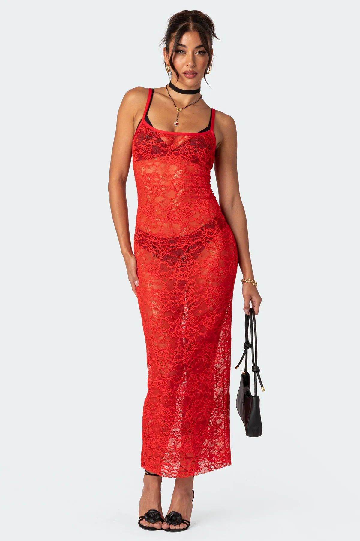 Sultry Sheer Lace Maxi Dress sold by Edikted product image thumbnail 5