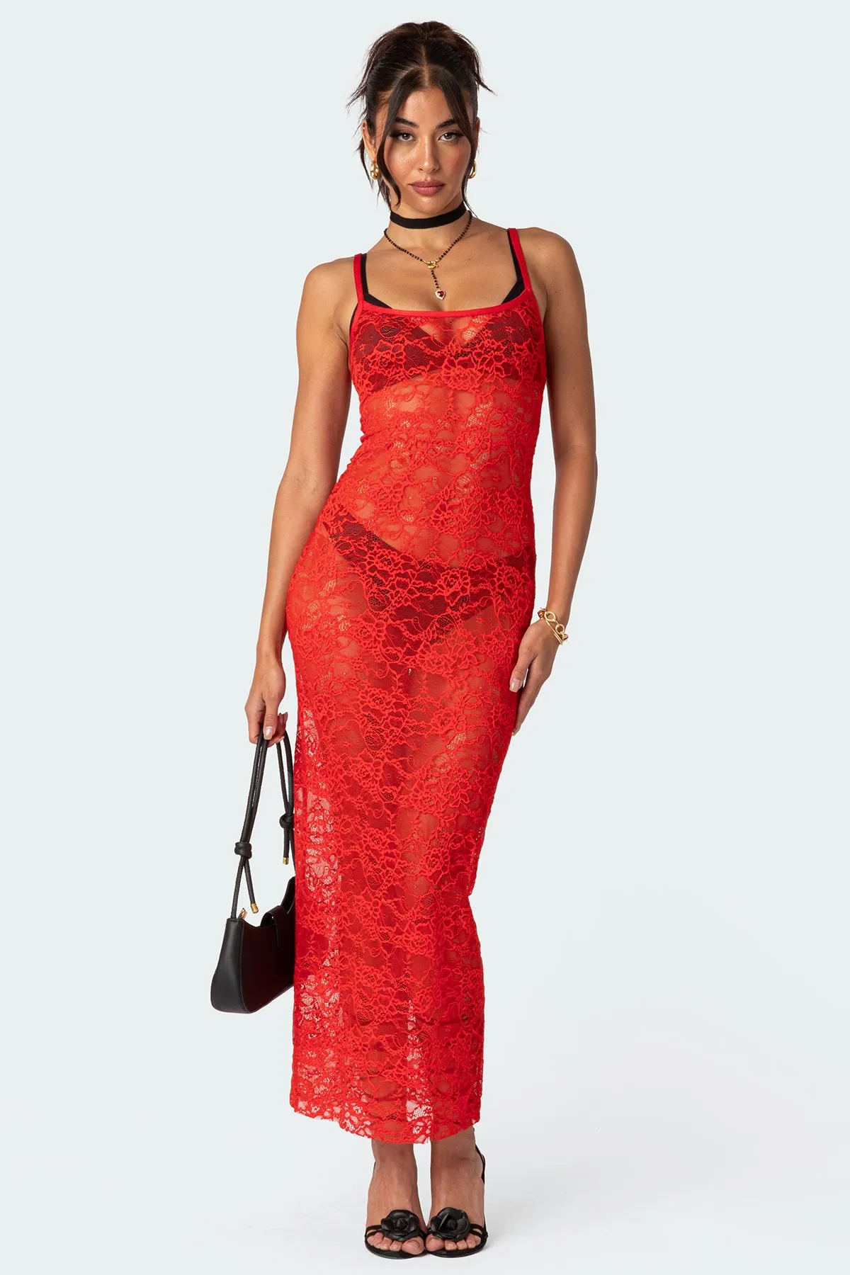 Sultry Sheer Lace Maxi Dress sold by Edikted product image thumbnail 2