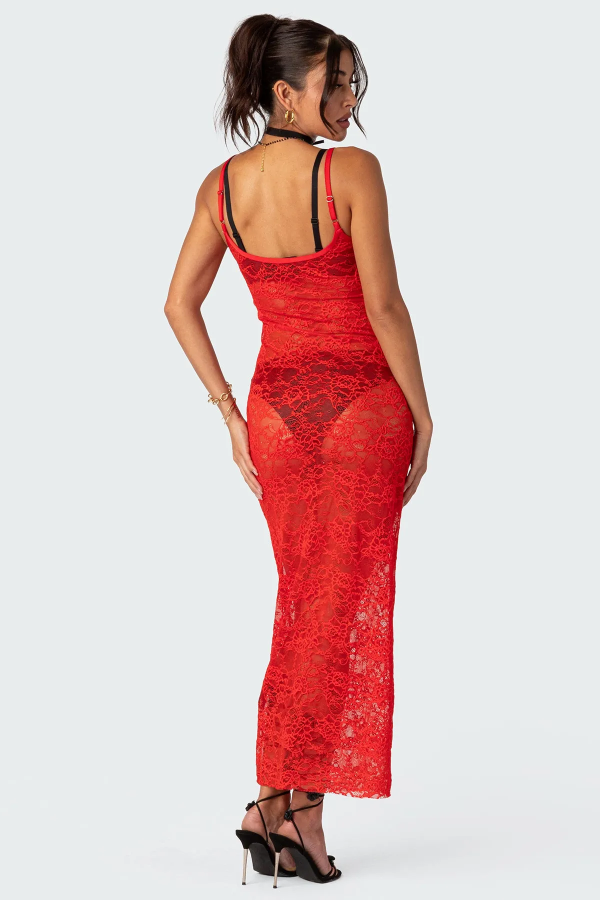 Sultry Sheer Lace Maxi Dress sold by Edikted product image thumbnail 4