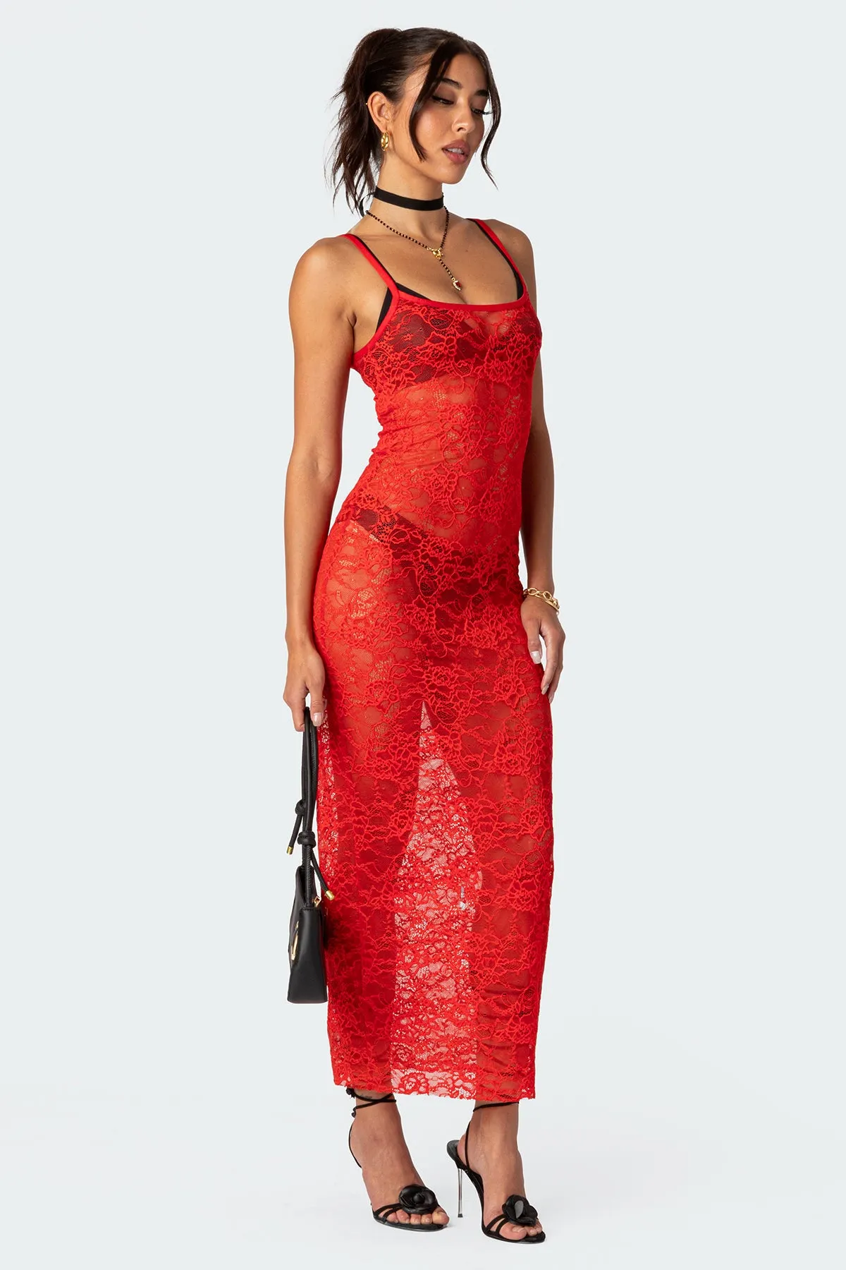 Sultry Sheer Lace Maxi Dress sold by Edikted product image thumbnail 3