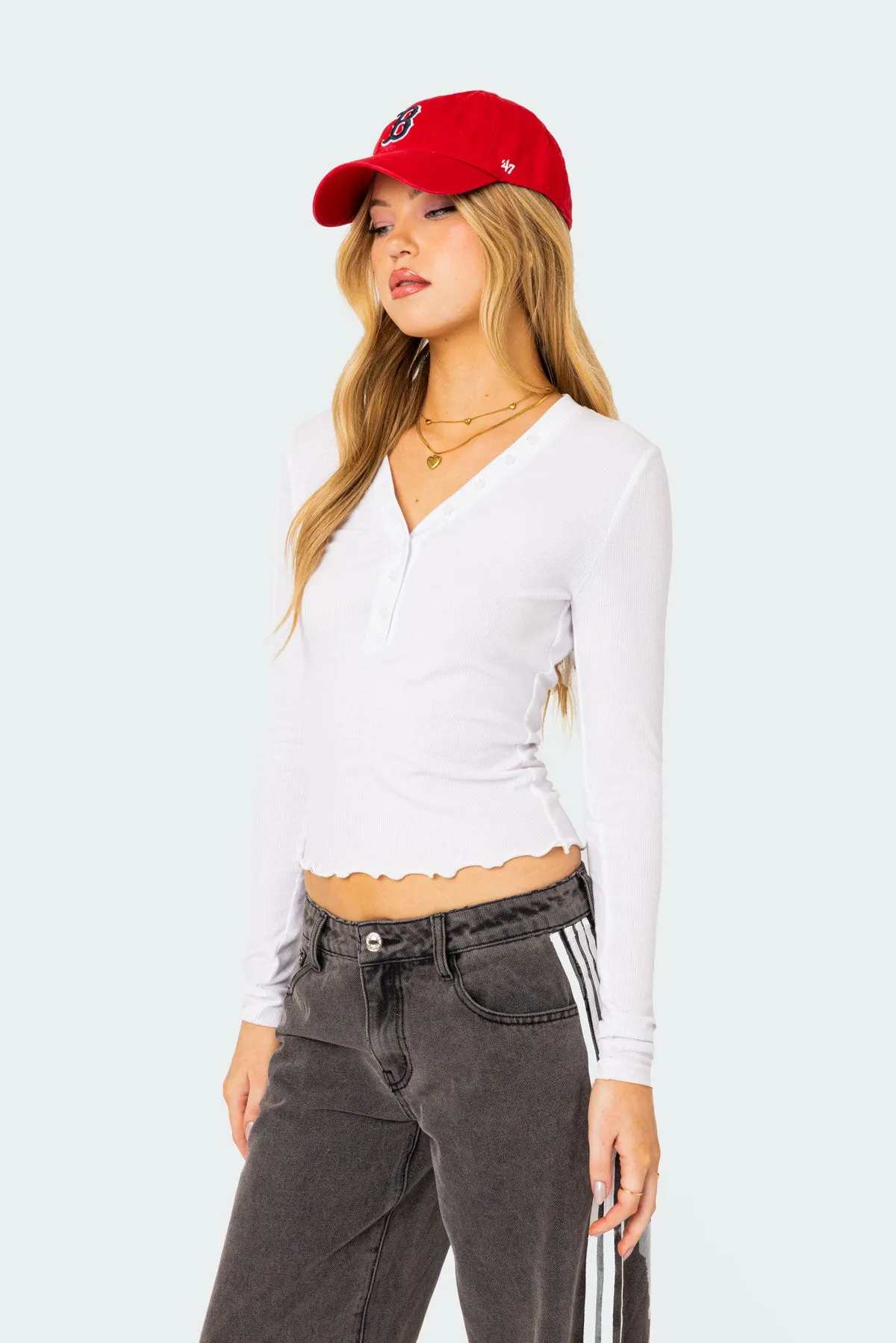 Emerson Button V Neck Top sold by Edikted product image thumbnail 3