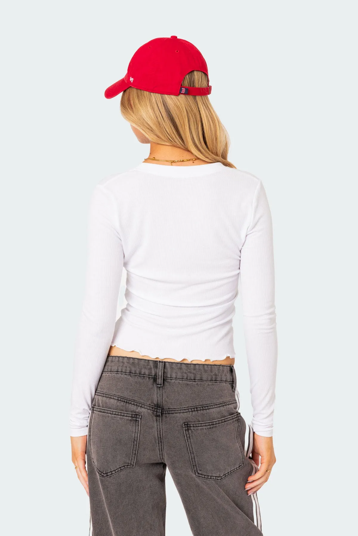 Emerson Button V Neck Top sold by Edikted product image thumbnail 4